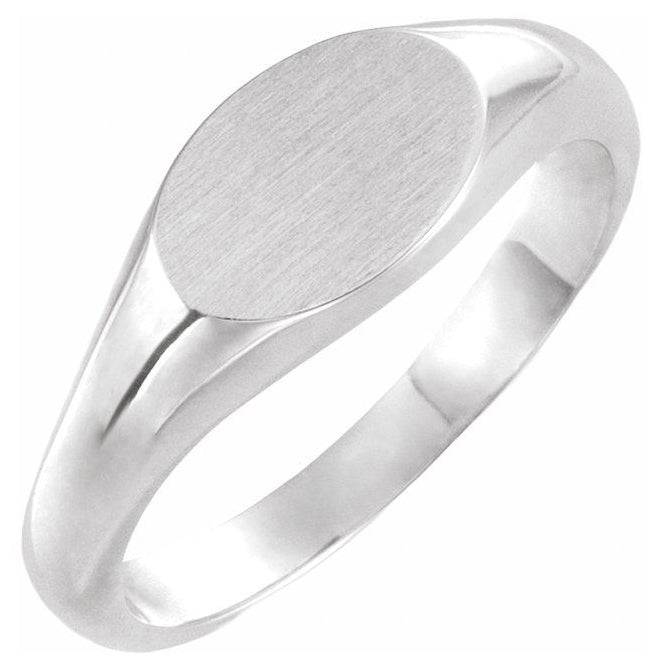 14K Yellow Gold Or Sterling Silver Oval 10 X 7 Mm Brush Polished Signet Ring, Size 7