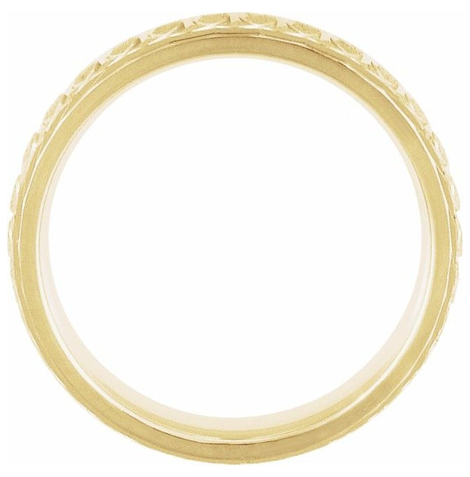 14K Yellow Gold 6 mm Patterned Comfort-Fit Band Size 8.5