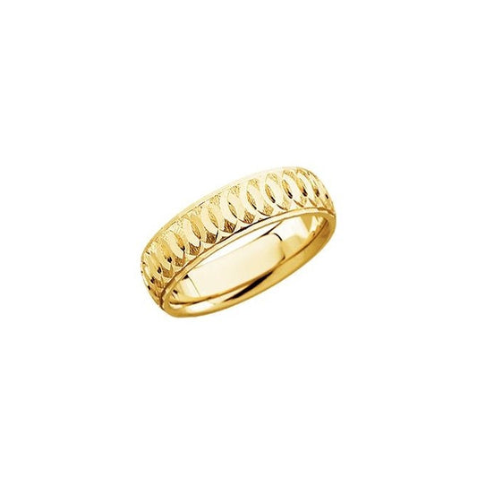 14K Yellow Gold 6 mm Patterned Comfort-Fit Band Size 8.5