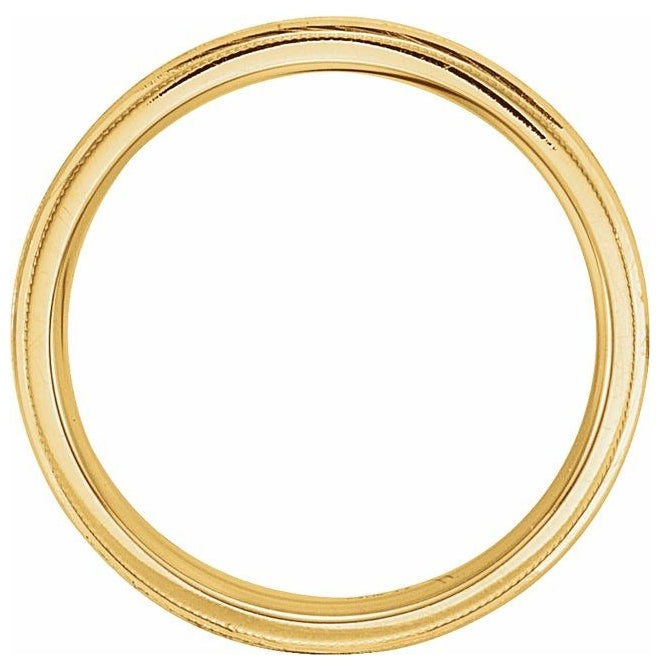 14K Yellow Gold 6 mm Milgrain Wheat Pattern Comfort-Fit Half Round Band Size 10