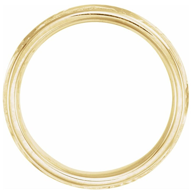 14K Yellow Or White Gold 6 mm Milgrain Grooved Comfort-Fit Band