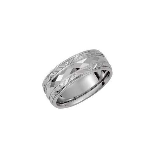 14K White Gold 6 mm Faceted Band Size 12