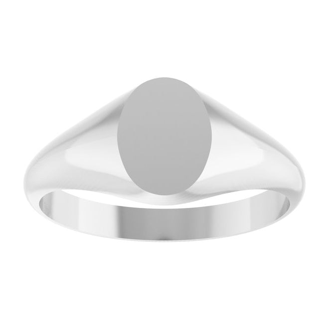 14K Yellow Gold Or Sterling Silver Oval 8 X 6 Mm Brush Polished Signet Ring, Size 7