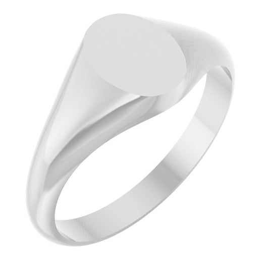 14K Yellow Gold Or Sterling Silver Oval 8 X 6 Mm Brush Polished Signet Ring, Size 7