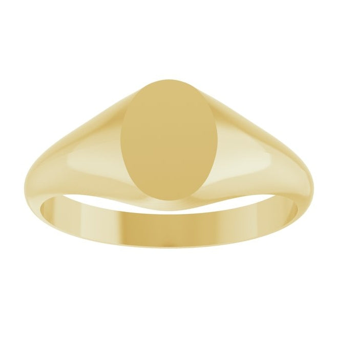 14K Yellow Gold Or Sterling Silver Oval 8 X 6 Mm Brush Polished Signet Ring, Size 7