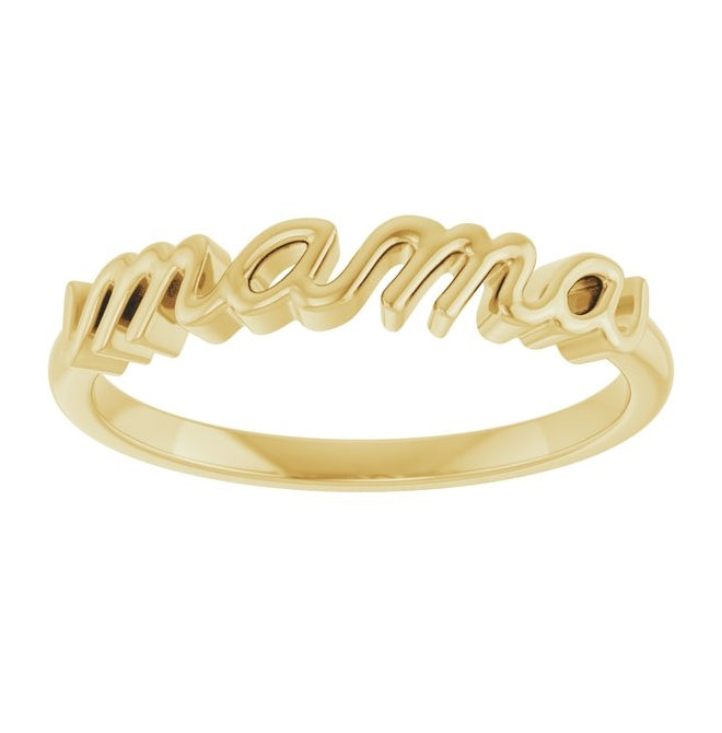 10K Yellow Gold Polished Mama Ring Size 7