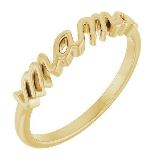 10K Yellow Gold Polished Mama Ring Size 7