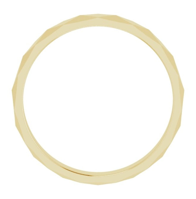 14K Yellow Gold 3.5 Mm Polished Geometric Faceted Standard-Fit Flat Band Size 6
