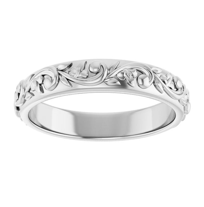 10K White Gold 3.5 mm Sculptural Band Size 7