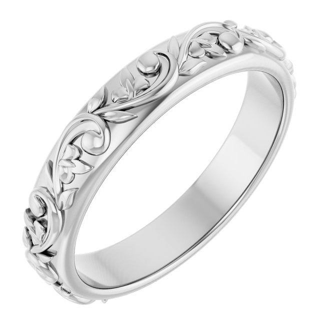 10K White Gold 3.5 mm Sculptural Band Size 7