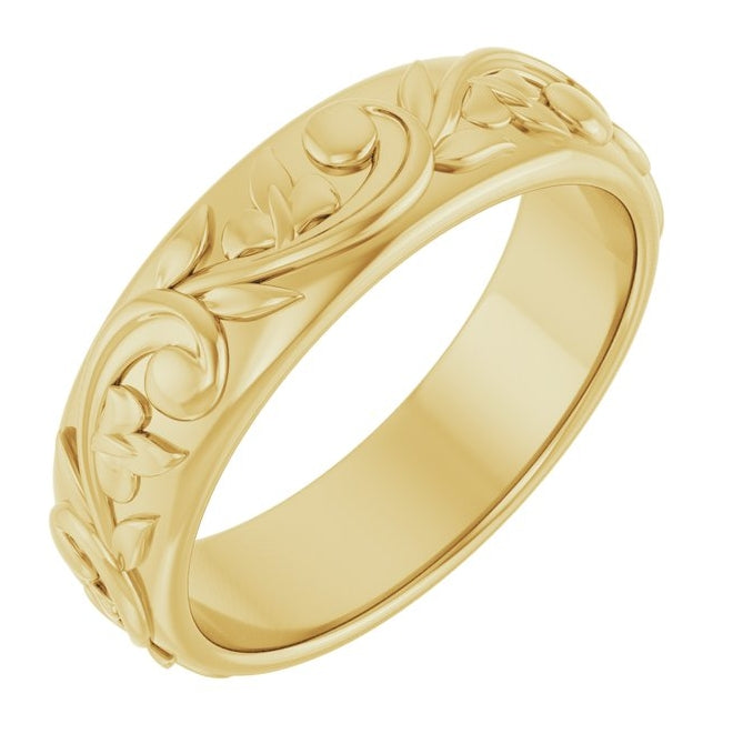 14K Yellow Or White Gold 5.4 mm Sculptural Band