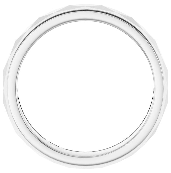 14K White Gold 4 Mm Polished Milgrain Edge Geometric Faceted Standard Fit Band Size 9.5