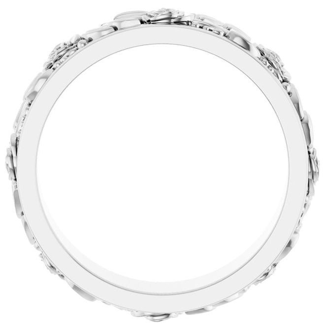 Sterling Silver 7 mm Floral Flat Band Size 10