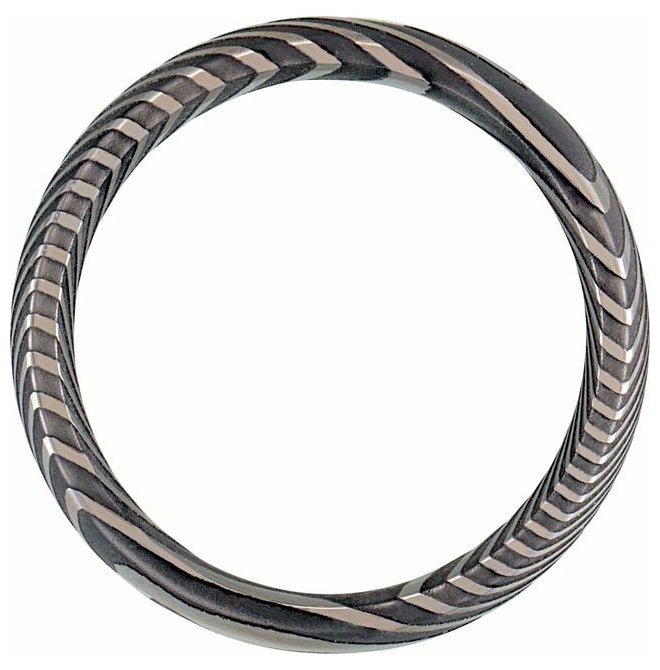 Damascus Steel 6 mm Comfort-Fit Half Round Band