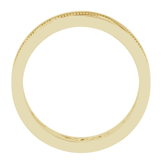 14K Yellow Gold 6.4 mm Milgrain Sculptural Flat Band