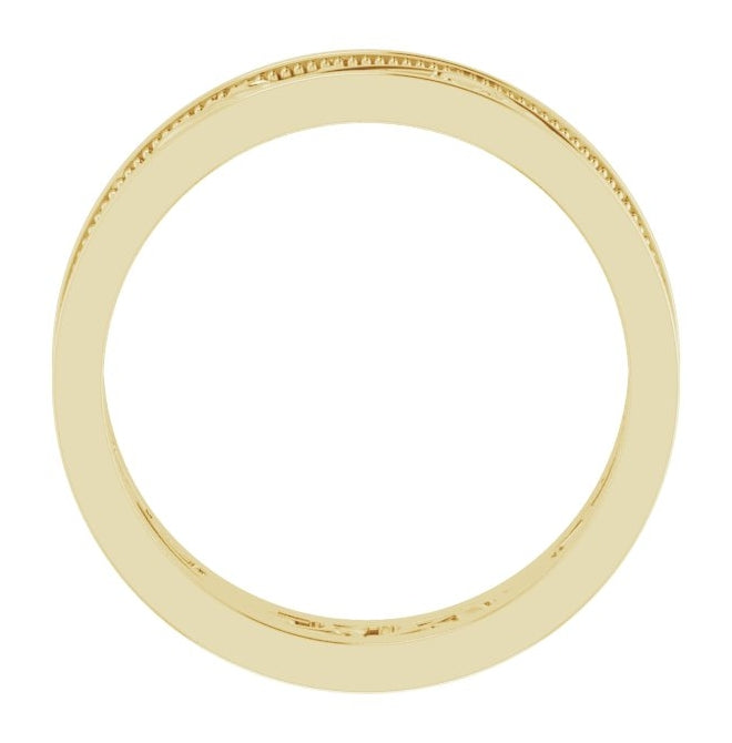 14K Yellow Gold 6.4 mm Milgrain Sculptural Flat Band