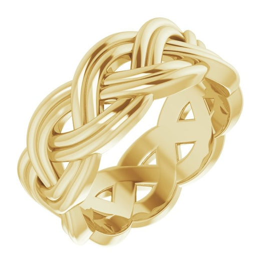 14K Yellow Gold Or Sterling Silver 8 mm Woven-Design Band