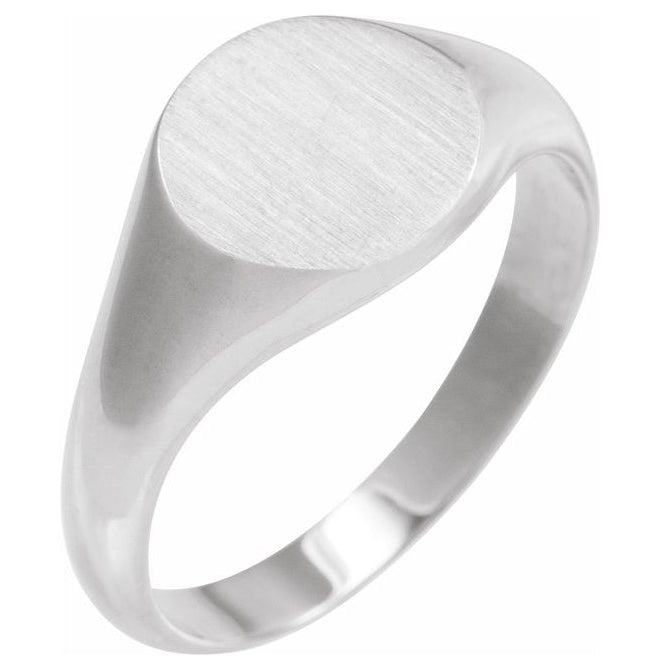 14K Yellow Gold Or Sterling Silver Round 13 X 13 Mm Brush Polished Signet Ring