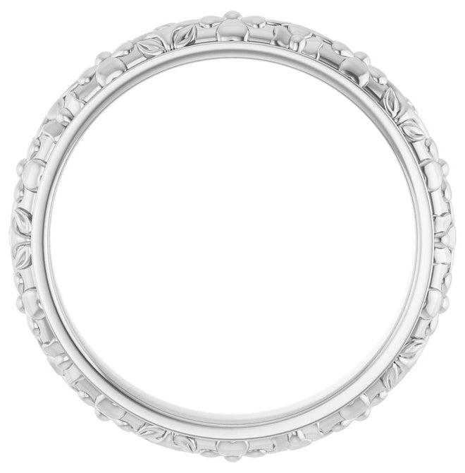 Sterling Silver Polished Floral Band Size 7