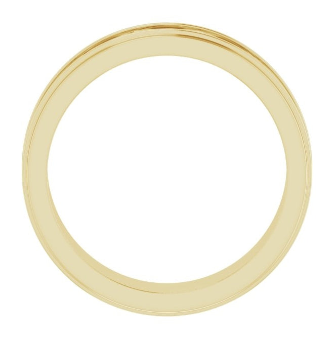 14K Yellow Gold 6.4 mm Stepped-Edge Sculptural Flat Band Size 11