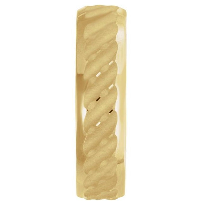 14K Yellow Or White Gold 6 mm Patterned Band