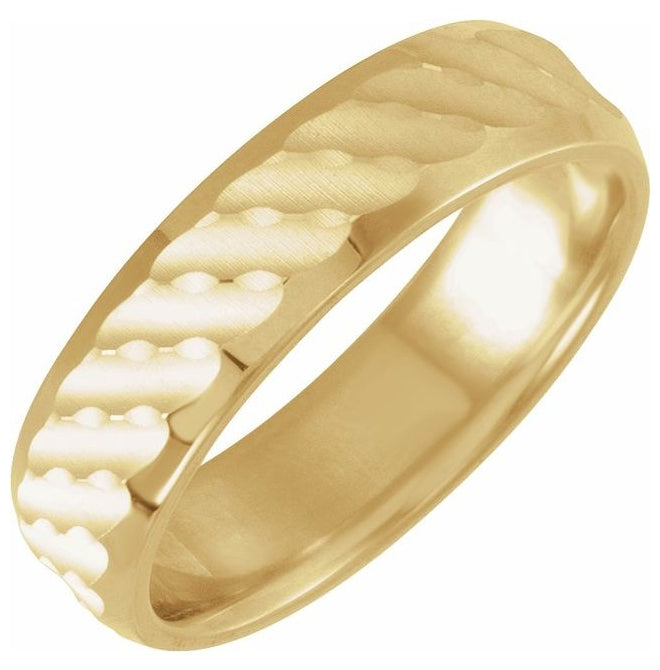 14K Yellow Or White Gold 6 mm Patterned Band