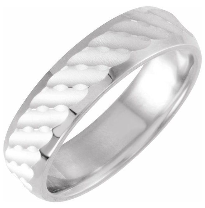 14K Yellow Or White Gold 6 mm Patterned Band
