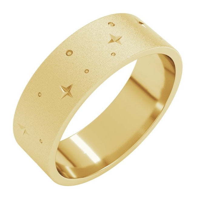 18K Yellow Gold 7 mm Star Band with Glass Blast Finish Size 7