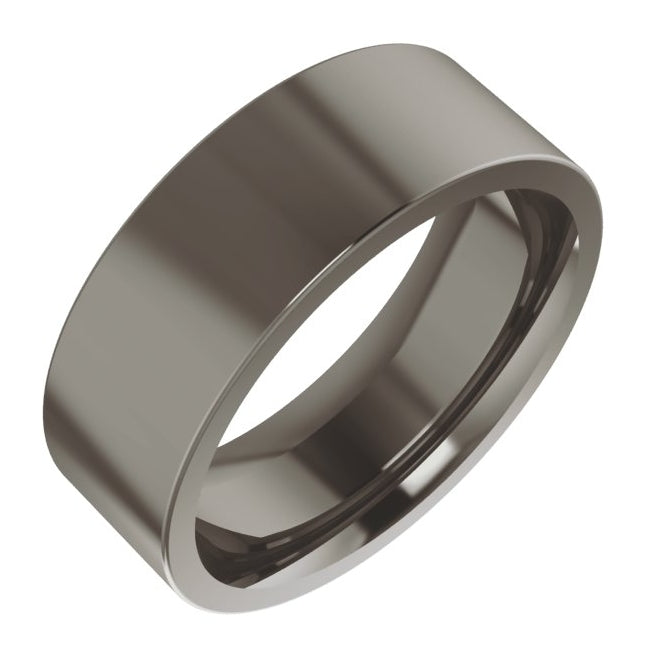 Cobalt Or Titanium Or Zirconium 8 mm Comfort-Fit Flat Band