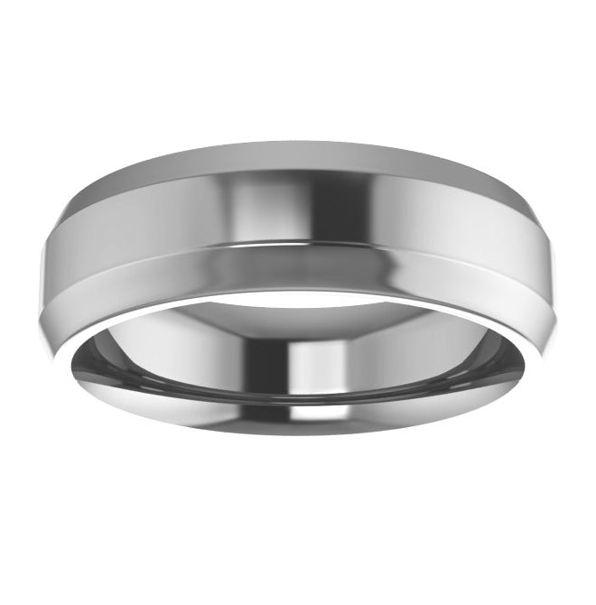 Cobalt Or Titanium Or Zirconium Beveled-Edge Comfort-Fit Flat Band