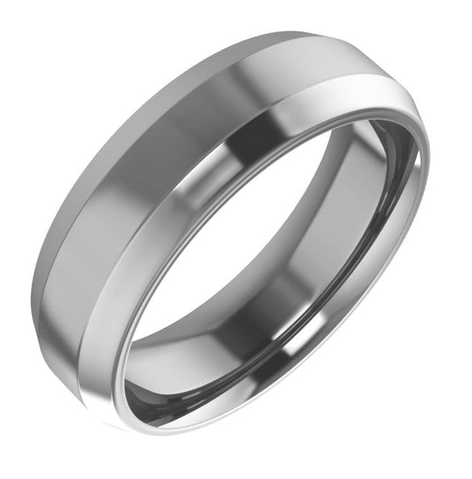 Cobalt Or Titanium Or Zirconium Beveled-Edge Comfort-Fit Flat Band
