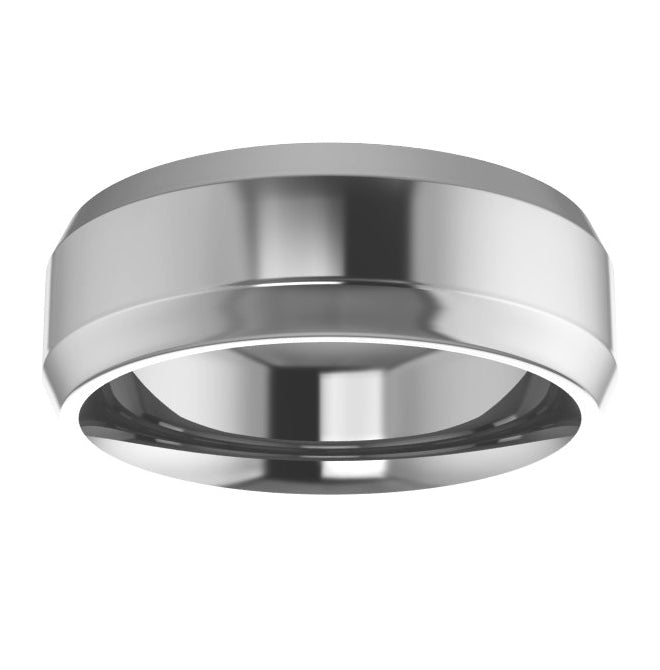 Cobalt Or Titanium Or Zirconium Beveled-Edge Comfort-Fit Flat Band