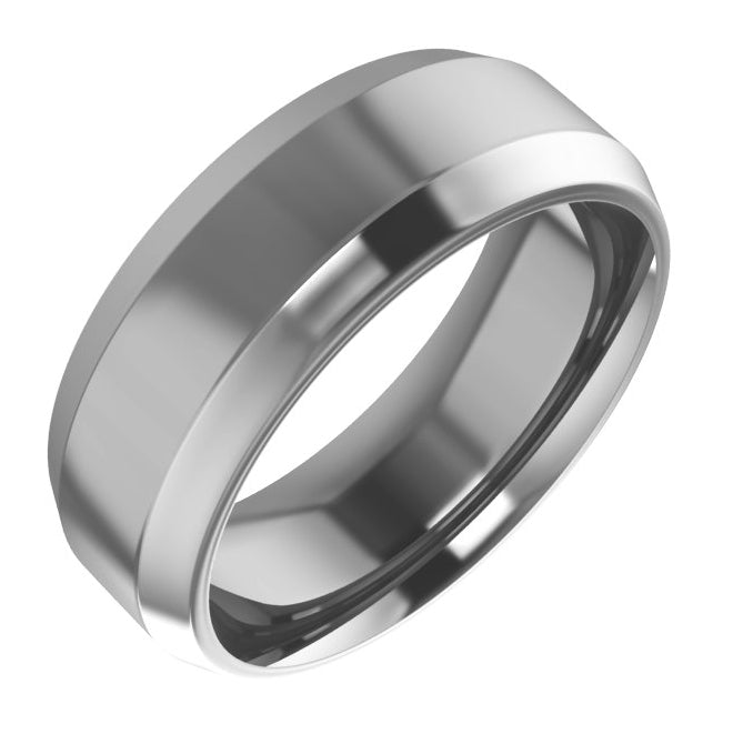 Cobalt Or Titanium Or Zirconium Beveled-Edge Comfort-Fit Flat Band