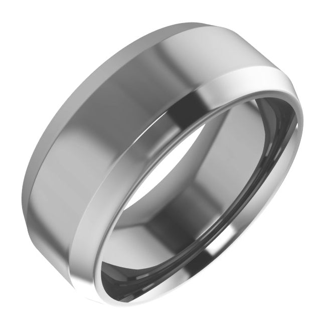 Cobalt Or Titanium Or Zirconium Beveled-Edge Comfort-Fit Flat Band