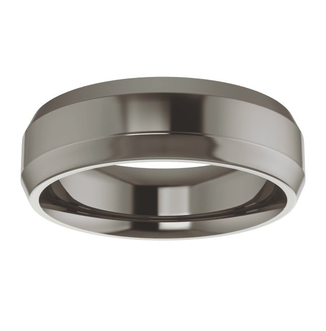Cobalt Or Titanium Or Zirconium Beveled-Edge Comfort-Fit Flat Band