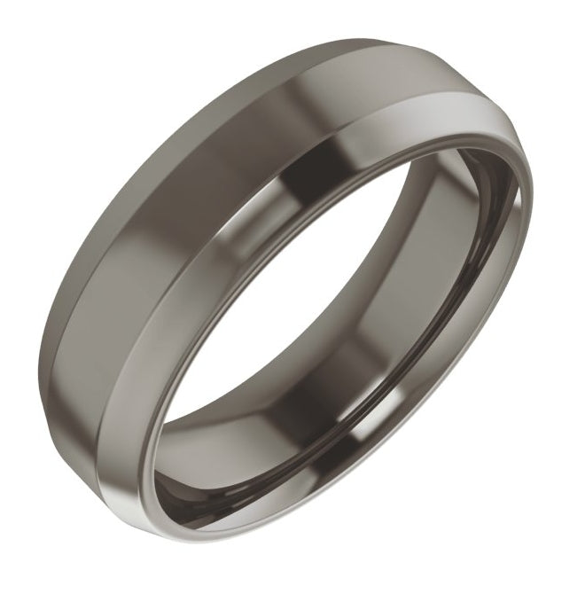Cobalt Or Titanium Or Zirconium Beveled-Edge Comfort-Fit Flat Band
