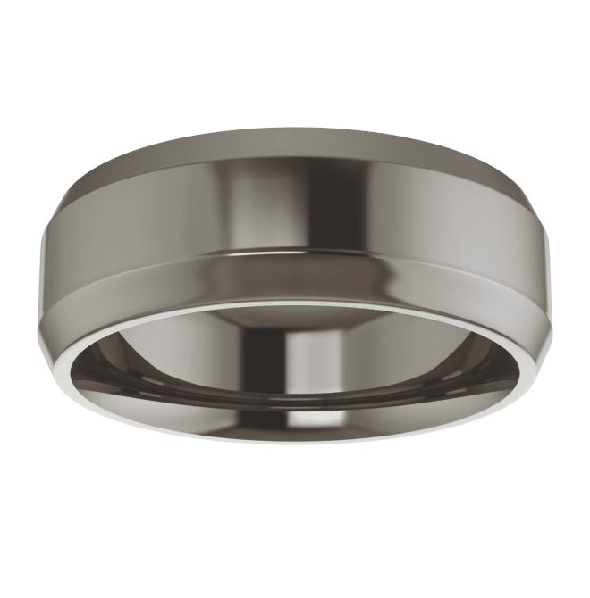 Cobalt Or Titanium Or Zirconium Beveled-Edge Comfort-Fit Flat Band