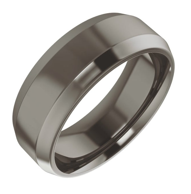 Cobalt Or Titanium Or Zirconium Beveled-Edge Comfort-Fit Flat Band