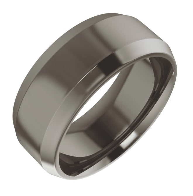Cobalt Or Titanium Or Zirconium Beveled-Edge Comfort-Fit Flat Band