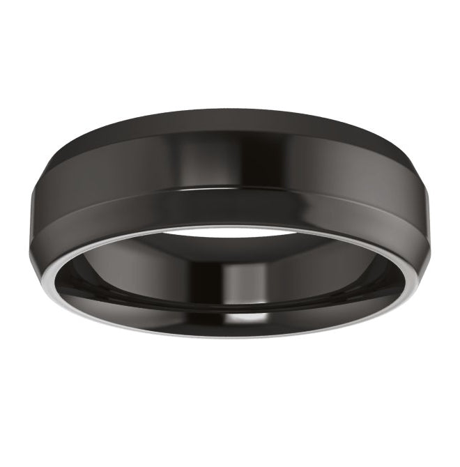 Cobalt Or Titanium Or Zirconium Beveled-Edge Comfort-Fit Flat Band