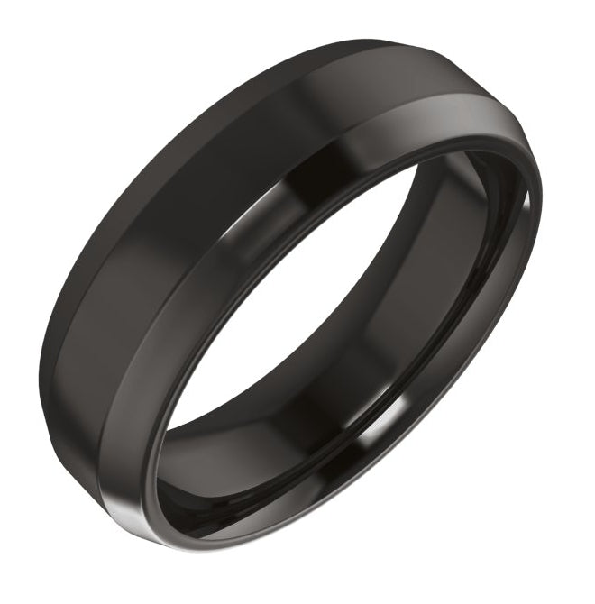 Cobalt Or Titanium Or Zirconium Beveled-Edge Comfort-Fit Flat Band
