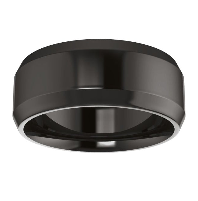 Cobalt Or Titanium Or Zirconium Beveled-Edge Comfort-Fit Flat Band