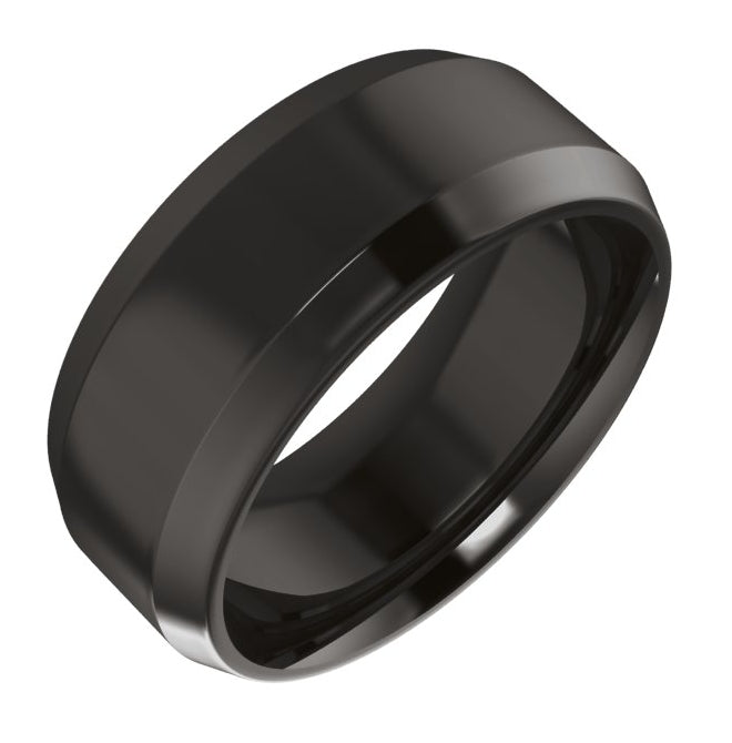 Cobalt Or Titanium Or Zirconium Beveled-Edge Comfort-Fit Flat Band