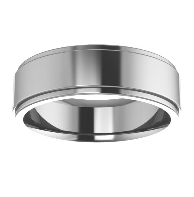 Cobalt Or Titanium Or Zirconium Stepped-Edge Comfort-Fit Flat Band