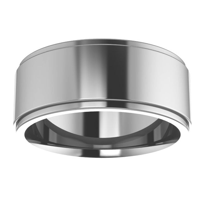Cobalt Or Titanium Or Zirconium Stepped-Edge Comfort-Fit Flat Band