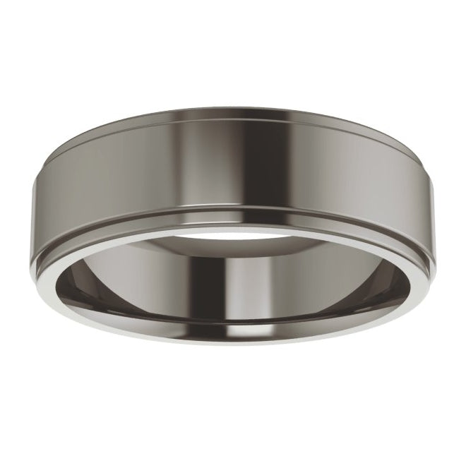 Cobalt Or Titanium Or Zirconium Stepped-Edge Comfort-Fit Flat Band