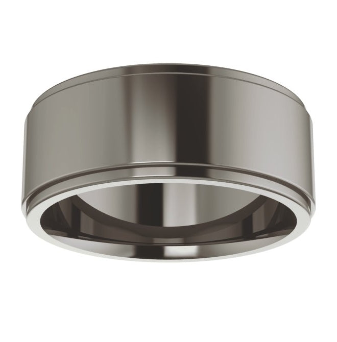 Cobalt Or Titanium Or Zirconium Stepped-Edge Comfort-Fit Flat Band