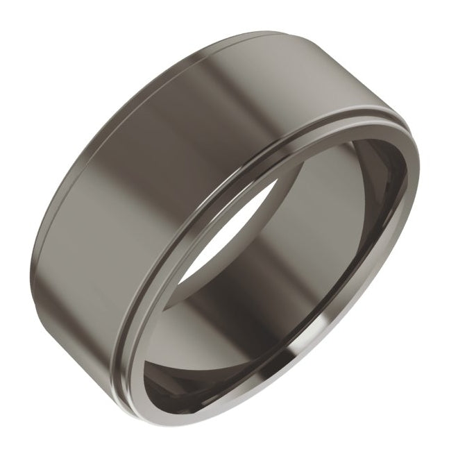 Cobalt Or Titanium Or Zirconium Stepped-Edge Comfort-Fit Flat Band