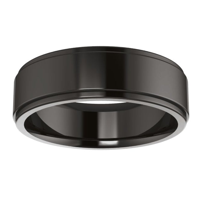 Cobalt Or Titanium Or Zirconium Stepped-Edge Comfort-Fit Flat Band