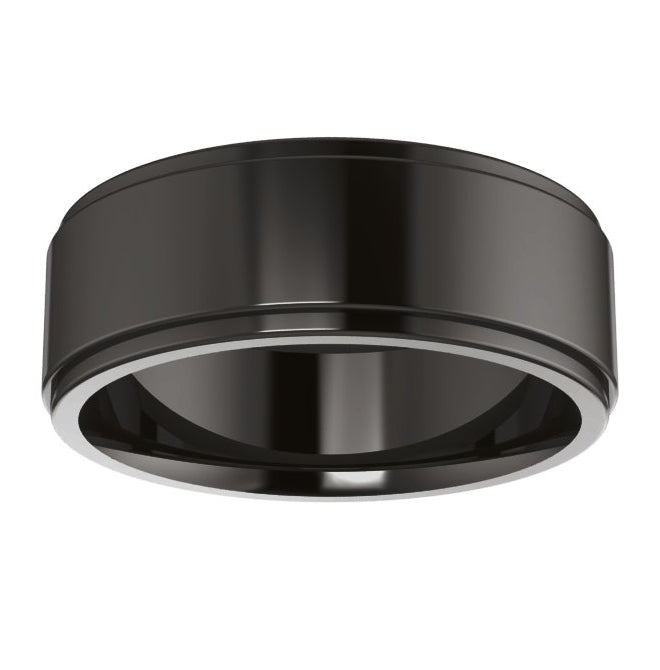 Cobalt Or Titanium Or Zirconium Stepped-Edge Comfort-Fit Flat Band